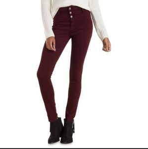 Refuge Maroon High Rise Pants